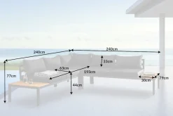Große Garten Sitzgruppe MIAMI LOUNGE 240cm anthrazit Aluminium wetterfest Outdoor inkl. Kissen