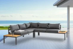 Große Garten Sitzgruppe MIAMI LOUNGE 240cm anthrazit Aluminium wetterfest Outdoor inkl. Kissen