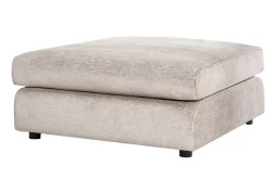 Großer Hocker SOHO 100cm beige Chenillestoff Polsterhocker mit Wellenunterfederung