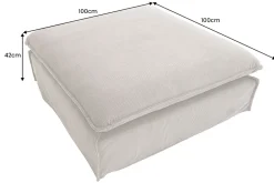Großer Sitzhocker HEAVEN 100cm greige Cord Sofahocker abnehmbarer Bezug