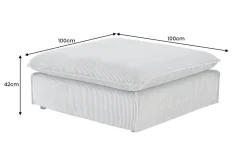 Großer Sitzhocker HEAVEN 100cm hellgrau Cord Federkern Sofahocker abnehmbarer Bezug
