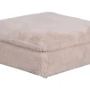 Großer Sitzhocker YETI 100cm beige sand Shaggy-Stoff langfloriger Plüsch Sofahocker