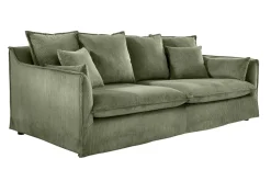 Großes 3-Sitzer Sofa HEAVEN 200cm grün Cord Federkern Hussensofa
