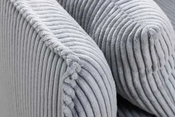 Großes 3-Sitzer Sofa HEAVEN 200cm hellgrau Cord Federkern Hussensofa abnehmbarer Bezug