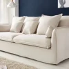 Großes 3-Sitzer Sofa HEAVEN 200cm natur beige Leinenstoff Federkern Hussensofa