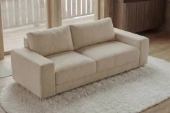 Großes Sofa LOFT 210cm champagner beige Chenille 3-Sitzer Couch Taschenfederkern