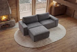 Großes Sofa LOFT 210cm grau Vogue Velours Samt 3-Sitzer Couch Taschenfederkern