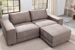 Großes Sofa LOFT 210cm taupe Vogue Velours Samt 3-Sitzer Couch Taschenfederkern