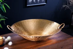 Handgearbeitete Deko Schale ORIENT 55cm gold Metall Hammerschlag Design