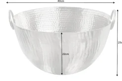 Handgearbeitete Deko Schale ORIENT 40cm silber Metall Hammerschlag Design