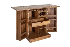 Handgearbeiteter Barschrank MOSAICO 130cm braun Sheeshamholz stone finish 3D Effekt