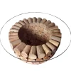 Handgearbeiteter Couchtisch PURE NATURE 70cm Teak Massivholz rund mit Glasplatte