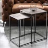 Handgearbeitetes Beistelltisch 2er Set ELEMENTS 40cm silber schwarz Couchtisch