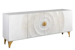 Handgearbeitetes Sideboard GOLDEN SUNSET 180cm weiß gold Mangoholz Metallbeine