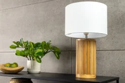 Handgearbeitete Tischlampe GATSBY 50cm natur weiß Weiden- und Kiefernholz