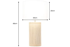 Handgearbeitete Tischlampe GATSBY 50cm natur weiß Weiden- und Kiefernholz