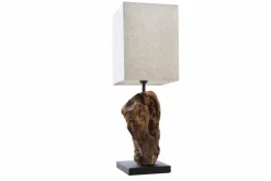 Handgearbeitete Treibholz Tischlampe HYPNOTIC 45cm beige mit Leinenschirm