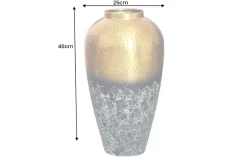 Handgefertigte Deko Vase ORIENT M 50cm gold Metall mit Patina Hammerschlag Design