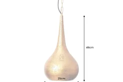 Handgefertigte Hängelampe ORIENT LIVING 50cm gold Eisen Tropfenform