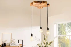 Handgefertigte Hängeleuchte HYPNOTIC 50cm natur Longan Massivholz