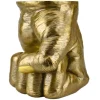 Handgefertigter Beistelltisch FIST 50cm gold runde Tischplatte Faust-Skulptur