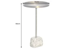 Handgefertigter Beistelltisch TRAYFUL 60cm messing antik Eisen natur Marmorfuß