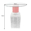 Handgefertigter Bistrotisch LIPSTICK 75cm rot silber runde Tischplatte Glas