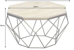 Handgefertigter Couchtisch DIAMOND 70cm beige Travertin messing Eisen