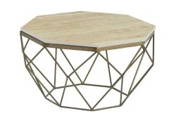 Handgefertigter Couchtisch DIAMOND 70cm beige Travertin messing Eisen