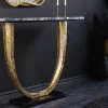 Handgefertigter Konsolentisch OMEGA 80cm schwarz Marmor gold Metall