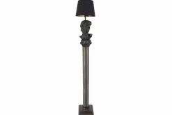 Handgefertigte Stehlampe DAVID 120cm schwarz mit Büste Stoffschirm