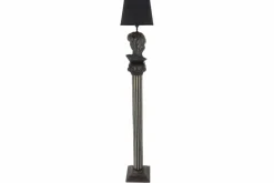Handgefertigte Stehlampe DAVID 120cm schwarz mit Büste Stoffschirm