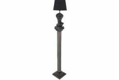 Handgefertigte Stehlampe DAVID 120cm schwarz mit Büste Stoffschirm