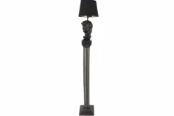 Handgefertigte Stehlampe DAVID 120cm schwarz mit Büste Stoffschirm