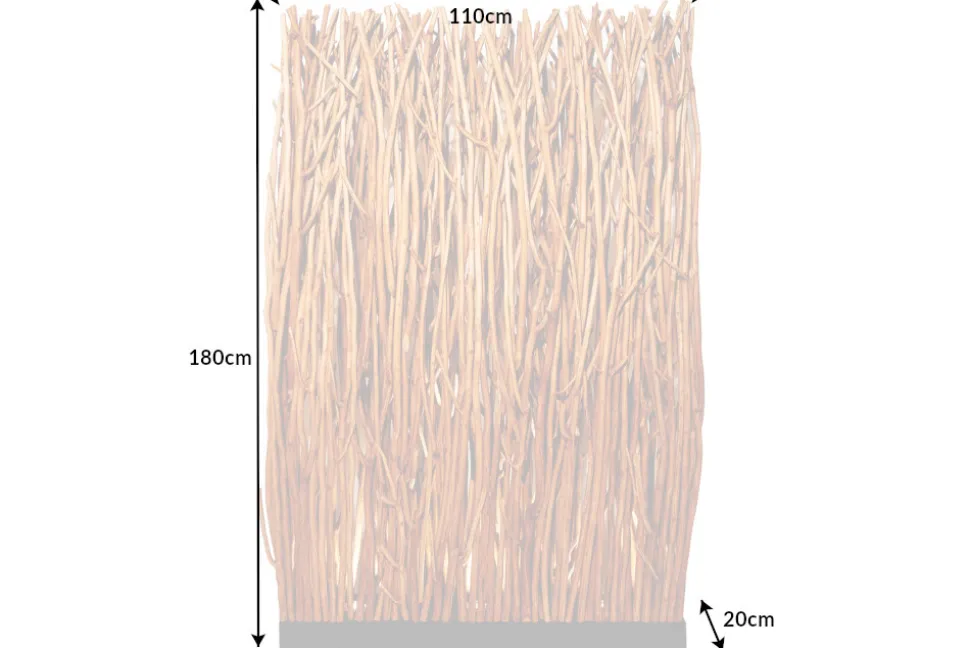 Handgefertigte Stehlampe NATURAL PARAVENT 180cm Longan-Holz Raumtrenner