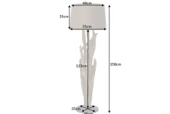 Handgefertigte Stehlampe WILD NATURE 158cm grau Treibholz Stehleuchte Leinenschirm