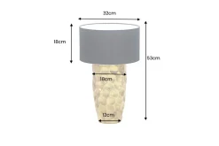 Handgefertigte Tischlampe AURELIA 55cm gold schwarz Hammerschlag-Design mit Stoffschirm