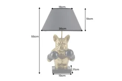 Handgefertigte Tischlampe BULLDOG 55cm schwarz gold Stoffschirm Hunde-Skulptur Boxer