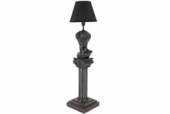 Handgefertigte Tischlampe DAVID 70cm schwarz mit Büste Stoffschirm