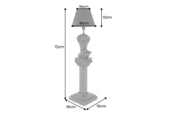 Handgefertigte Tischlampe DAVID 70cm schwarz mit Büste Stoffschirm
