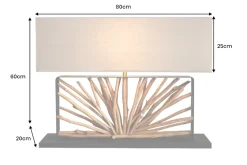 Handgefertigte Tischlampe EUPHORIA 80cm natur Longanholz beige mit Leinenschirm