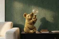 Handgefertigte Tischlampe KOALA 35cm gold Skulptur