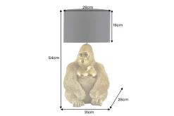 Handgefertigte Tischlampe KING APE 55cm gold schwarzer Stoffschirm Gorilla-Skulptur