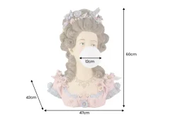 Handgefertigte Tischlampe LADY 60cm mehrfarbig Büste mit Lampenkugel