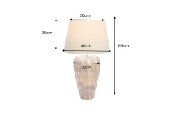Handgefertigte Tischlampe PURE NATURE 65cm weiß natur Mangoholz mit Stoffschirm
