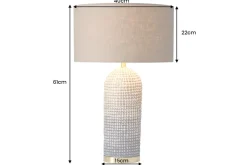 Handgefertigte Tischlampe ZEA 60cm braun natur runder Leinenschirm Seegras