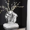 Handgefertigte Vase LIQUID 25cm silber Metall Hammerschlag Design