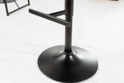 Höhenverstellbarer Barhocker COMFORT antik braun Microfaser drehbar mit Lehne Metall schwarz