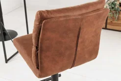 Höhenverstellbarer Barhocker COMFORT antik braun Microfaser drehbar mit Lehne Metall schwarz