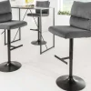 Höhenverstellbarer Barhocker COMFORT grau Cord drehbar mit Lehne Metall schwarz